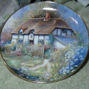 Franklin Mint “Golden Gable Cottage” L.E. Porcelain 8" Plate By Andres Orpinas